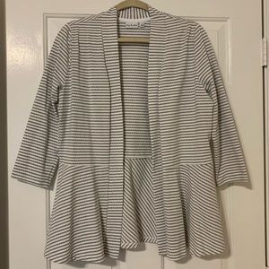 Kim Rogers grey and white striped cardigan jacket Sz. L
